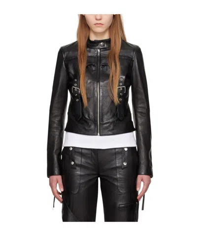 Blumarine Harness-detail Leather Jacket In Black