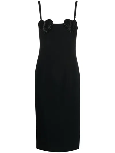 Blumarine Heart-motif Embellished Midi Dress In Black