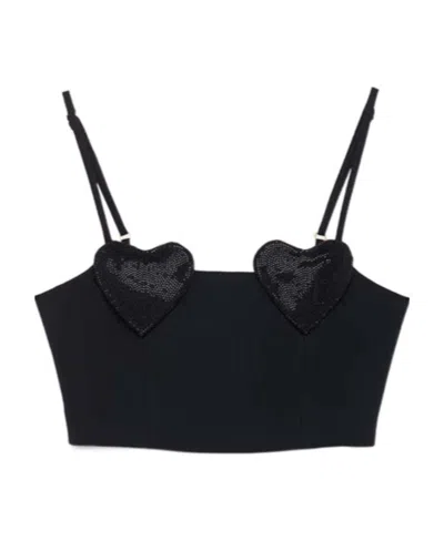 Blumarine Heart-patch Crop-top In Black