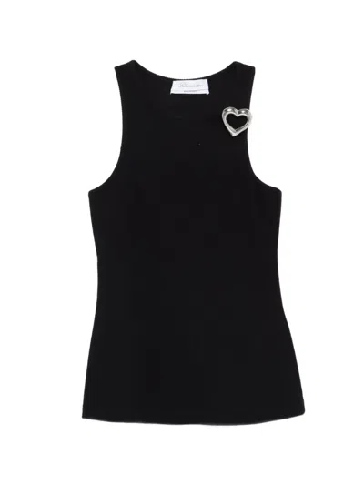 Blumarine Heart-pin Tank Top In Black