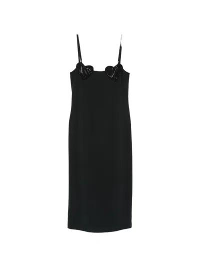 Blumarine Heart-motif Embellished Midi Dress In Black