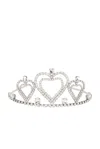 Blumarine Silver Crystals & Hearts Metal Tiara Headband In Silver & Crystal