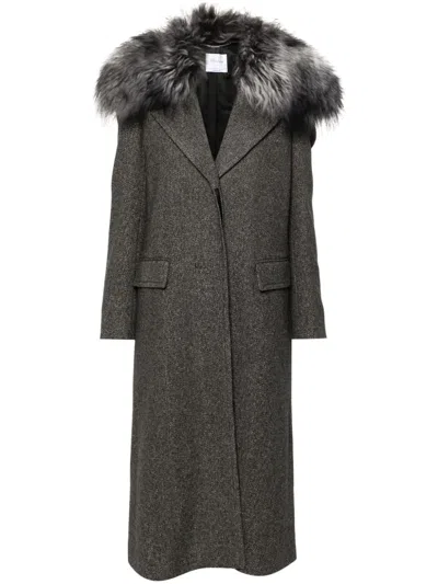 Blumarine Herringbone Coat In 灰色