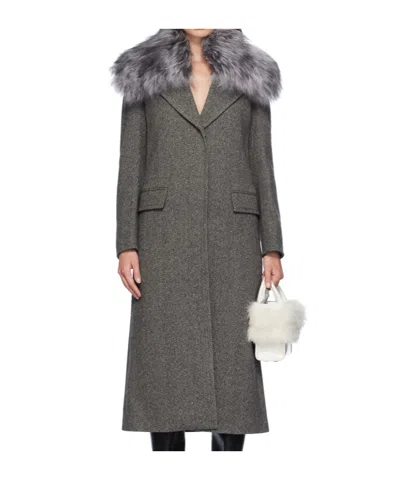 Blumarine Herringbone Pattern Coat In Black