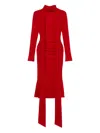 Blumarine High-neck Draped Midi Dress In Red