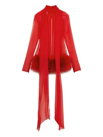 Blumarine High-neck Long-sleeves Mini Dress In Red
