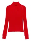 Blumarine High-neck Ribbed Sweater In Red