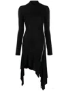 Blumarine High-neck Side-zipped Midi Dress In Black