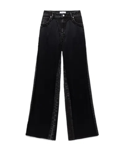 Blumarine High-waist Satin-finish Trousers In Black