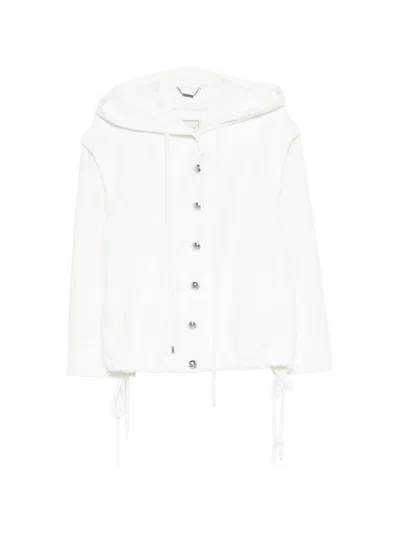 Blumarine Hooded Bouclé Jacket In White