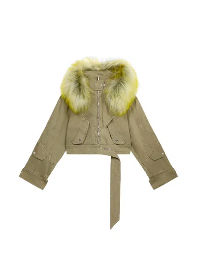 Blumarine Hooded Jacket In Green