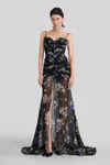 Blumarine Floral-print Ruched Maxi Dress In Black