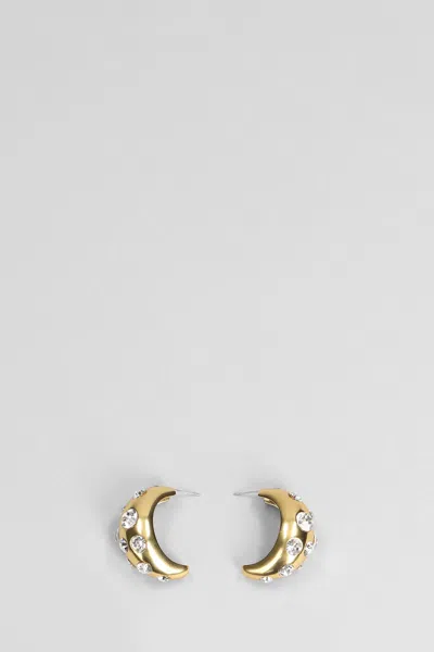 Blumarine Chunky Crystal Embellished Half Hoops In Gold