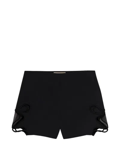 Blumarine Intarsia-embroidered Cady Shorts In Black