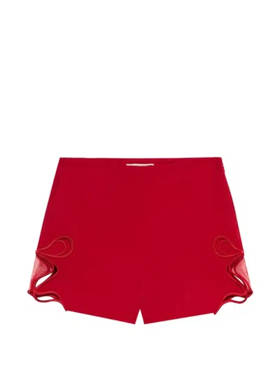 Blumarine Intarsia-embroidered Mini Shorts In Red