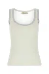 Blumarine Ivory Cotton Blend Tank Top