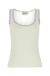 Blumarine Ivory Cotton Blend Tank Top In Off White