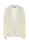 Blumarine Ivory Nylon Blend Oversize Cardigan