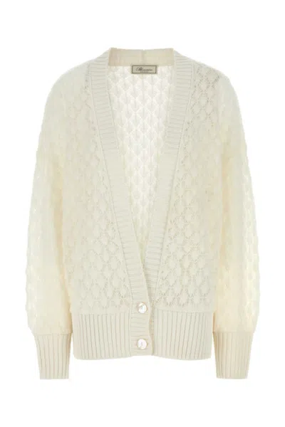 BLUMARINE IVORY NYLON BLEND OVERSIZE CARDIGAN