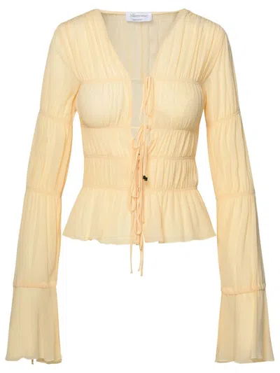 Blumarine Woman Ivory Viscose Shirt In Cream