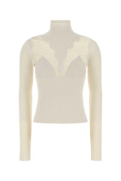 Blumarine Ivory Wool Blend Sweater In Neutral