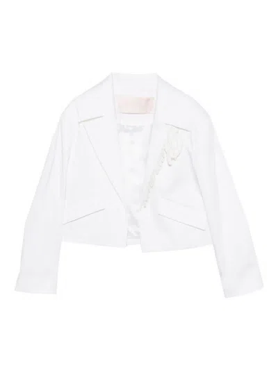 Blumarine Kids' Jacket With Embroidered Logo In White