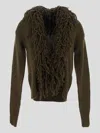 Blumarine Fringed Wool Cardigan In Green