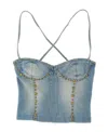 Blumarine Jean Denim Tank Top In Blue