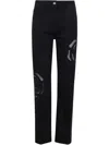 Blumarine Black Long Jeans With Rose In Black