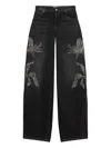 Blumarine Black Jeans With Belt Loops And Embroidery On The Front In Denim Woman In Black