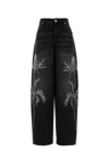 Blumarine Black Jeans With Belt Loops And Embroidery On The Front In Denim Woman In Black
