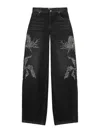 Blumarine Denim Palazzo Pants In Black