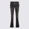 Blumarine Flared Hem Trousers With Lace-up And Frayed Edges In Black
