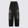 Blumarine Black Denim Wide-leg Jeans In Black