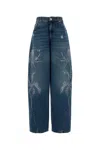 Blumarine Washed Jeans With Palm Trees In Blue