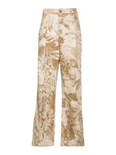 Blumarine Snake-print Boyfriend Jeans In Beige