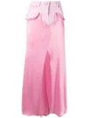 Blumarine Jeans-insert Distressed Full Skirt In Pink
