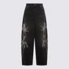Blumarine Black Jeans With Belt Loops And Embroidery On The Front In Denim Woman In Black