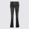 Blumarine Flared Hem Trousers With Lace-up And Frayed Edges In Black