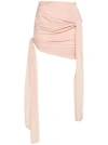 Blumarine Bow-embellished Gathered Jersey Miniskirt In Pink