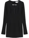 Blumarine Hollowed-out Pin Decorated Compact Knitted Dress In Black