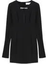 Blumarine Hollowed-out Pin Decorated Compact Knitted Dress In Black