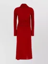 Blumarine Jersey Dress With High Neckline And Long Sleeves In Red