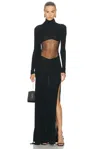 Blumarine Jersey High Slit Dress In Black