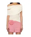 Blumarine Off-white Jersey Sablé Blouse In Butter Color