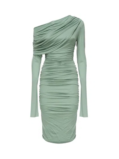 Blumarine Jersey Sablè Midi Dress In Green