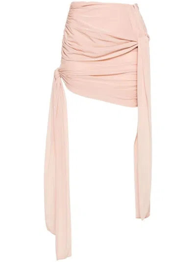 Blumarine Jersey Skirt With Drapes In Pink