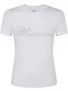 Blumarine T-shirt With Studs And Rhinestone Embroidery In Optical White