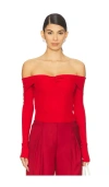 Blumarine Twist-detail Off-shoulder Top In Red