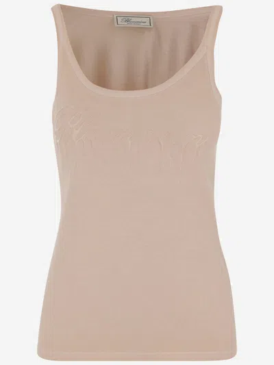 BLUMARINE BLUMARINE JERSEY TOP WITH CAST EFFECT LOGO